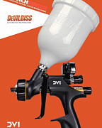 Краскораспылитель Devilbiss DV1 с верхним бачком, HVLP возд. головой C1+,  встроенным цифровым манометром, сопло 1.4 мм (нерж)